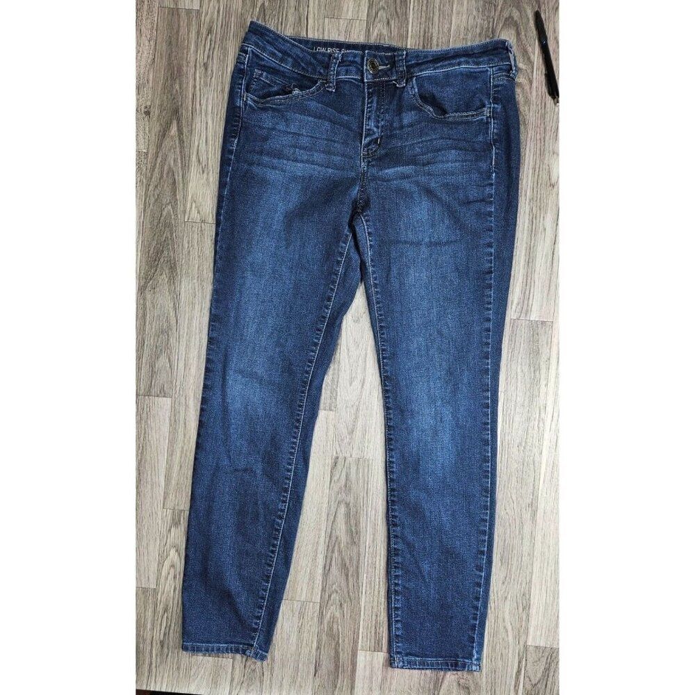 (3/$35) SO Juniors Size 11 Low Rise Skinny Whiskered Denim Blue Jeans‎